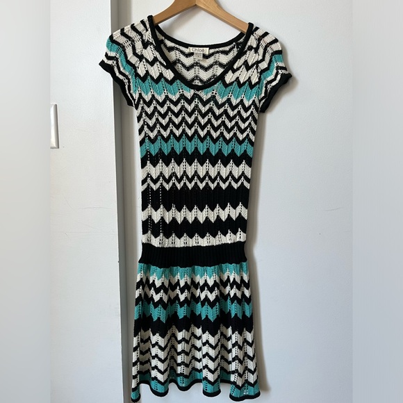 Chloé zigzag knit crochet dress size 2 - Picture 1 of 7